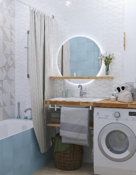 Стиральная машина в маленькой ванной под раковиной фото, оценка 2022