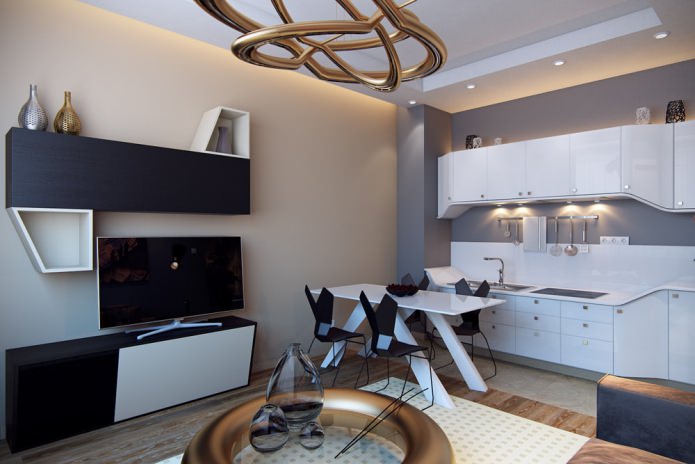 Дизайн квартиры с совмещенной кухней