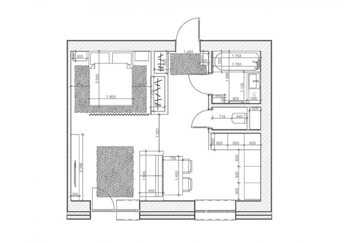 Дизайн студии 35 кв м со спальней в нише