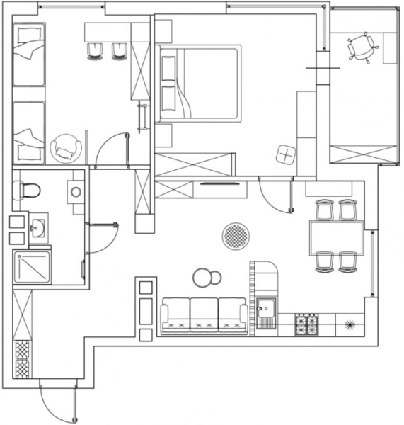Дизайн интерьера трехкомнатной квартиры 77 кв м в ЖК «Отдых»
