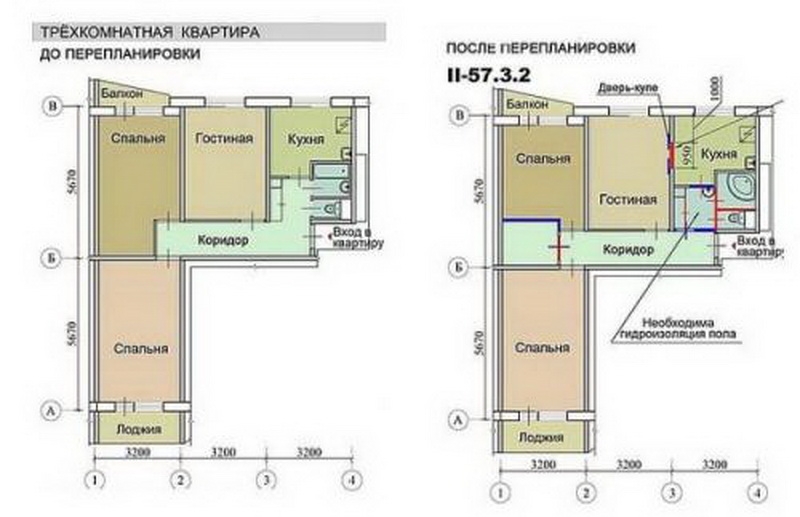Хрущевка 3-х комнатная: планировка, схема, размеры, высота в 5-ти этажном доме