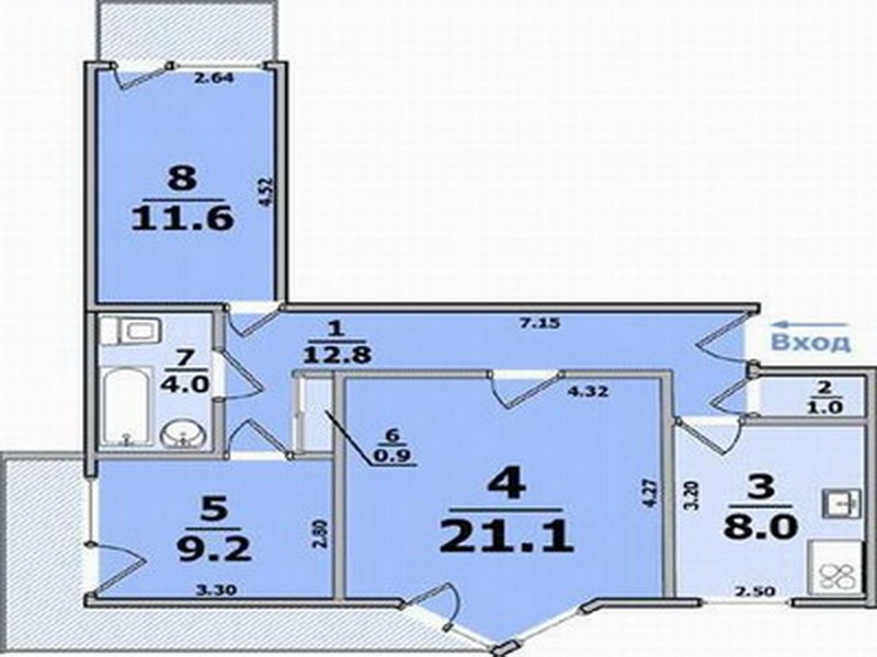 Хрущевка 3-х комнатная: планировка, схема, размеры, высота в 5-ти этажном доме